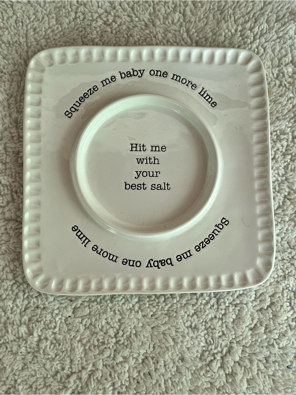 Margarita Salt and Lime Prep Plate by Mud Pie 8x8 White Ceramic Summer Party